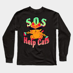 Help Cats Sos Long Sleeve T-Shirt